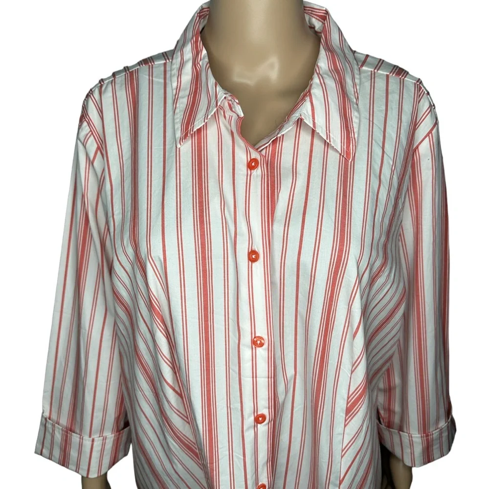 Jessica London women long sleeve stripe button down blouse size18/20
